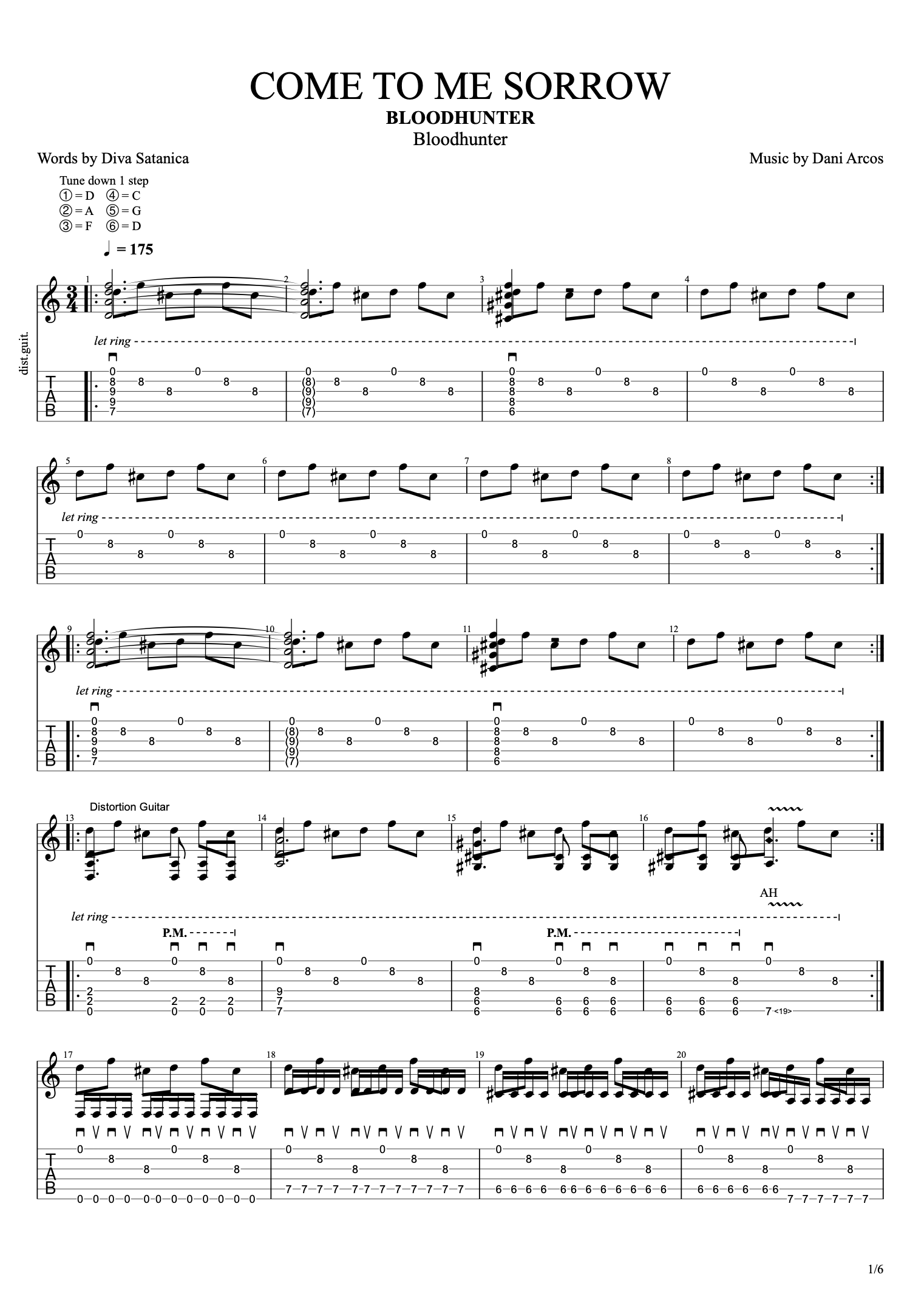 Come To Me Sorrow (Guitar Tab)